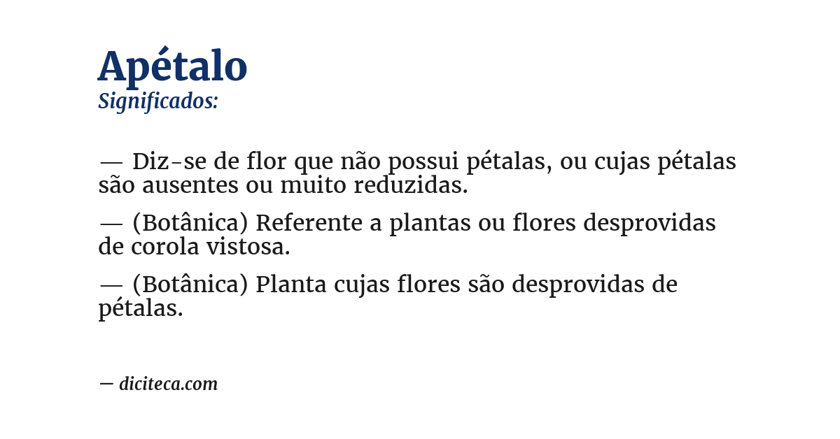 Significado de apétalo