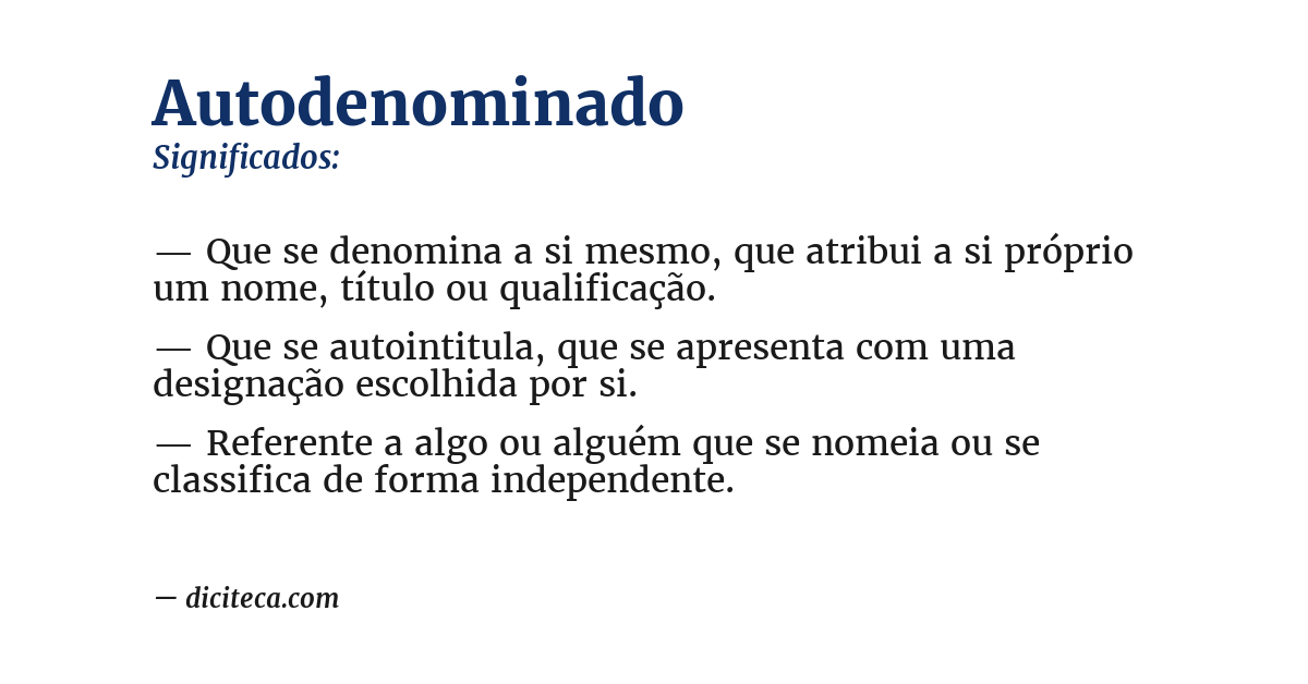 Significado de autodenominado