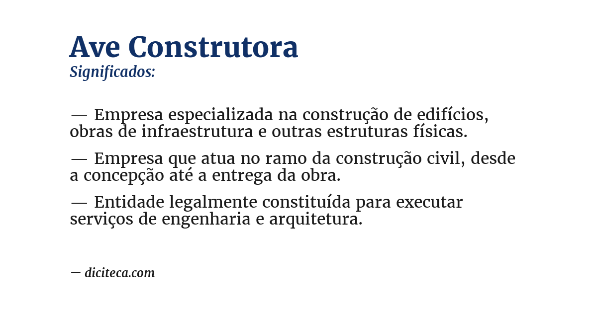 Significado de ave construtora