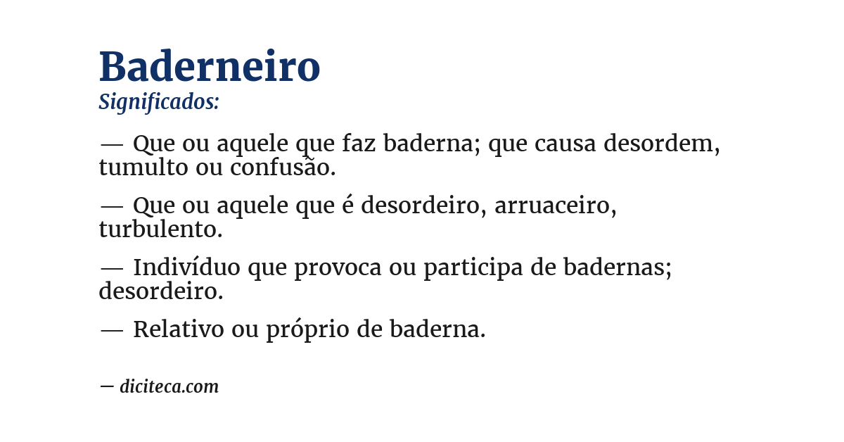 Significado de baderneiro