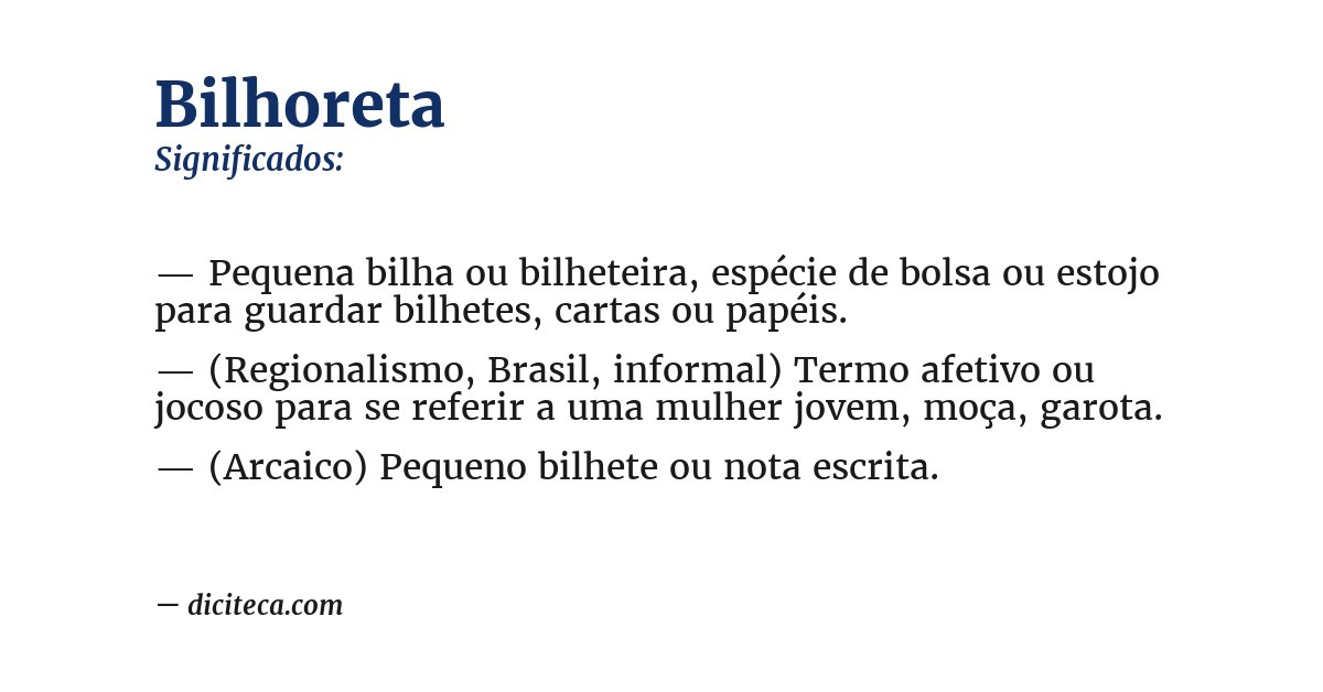 Significado de bilhoreta
