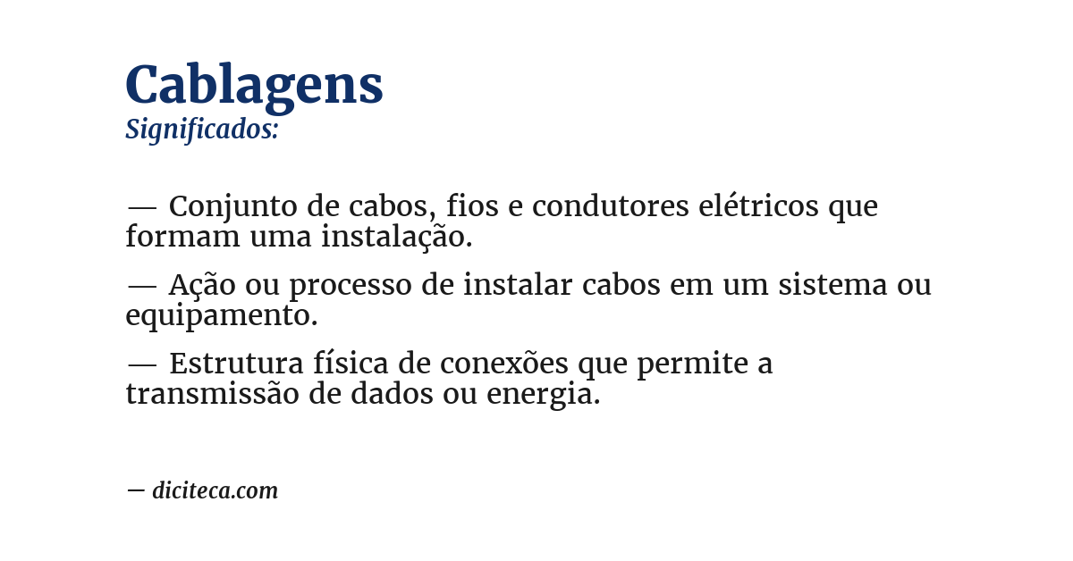 Significado de cablagens