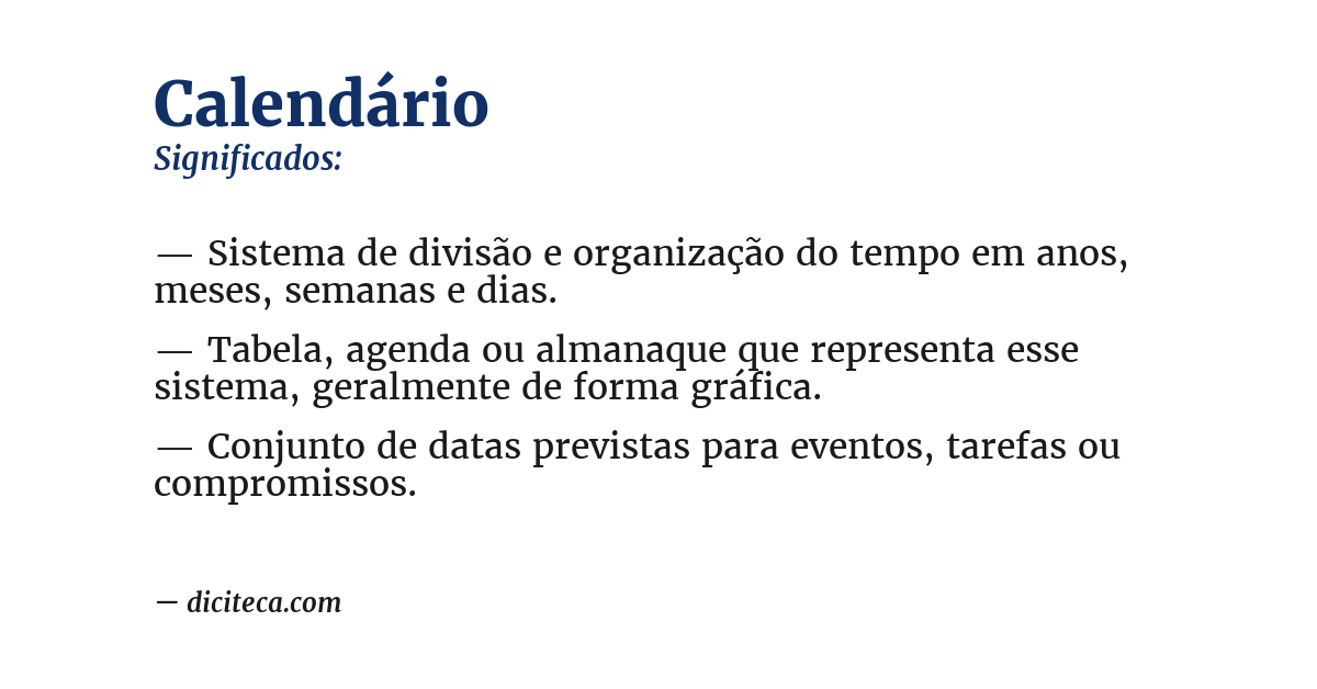 Significado de calendário
