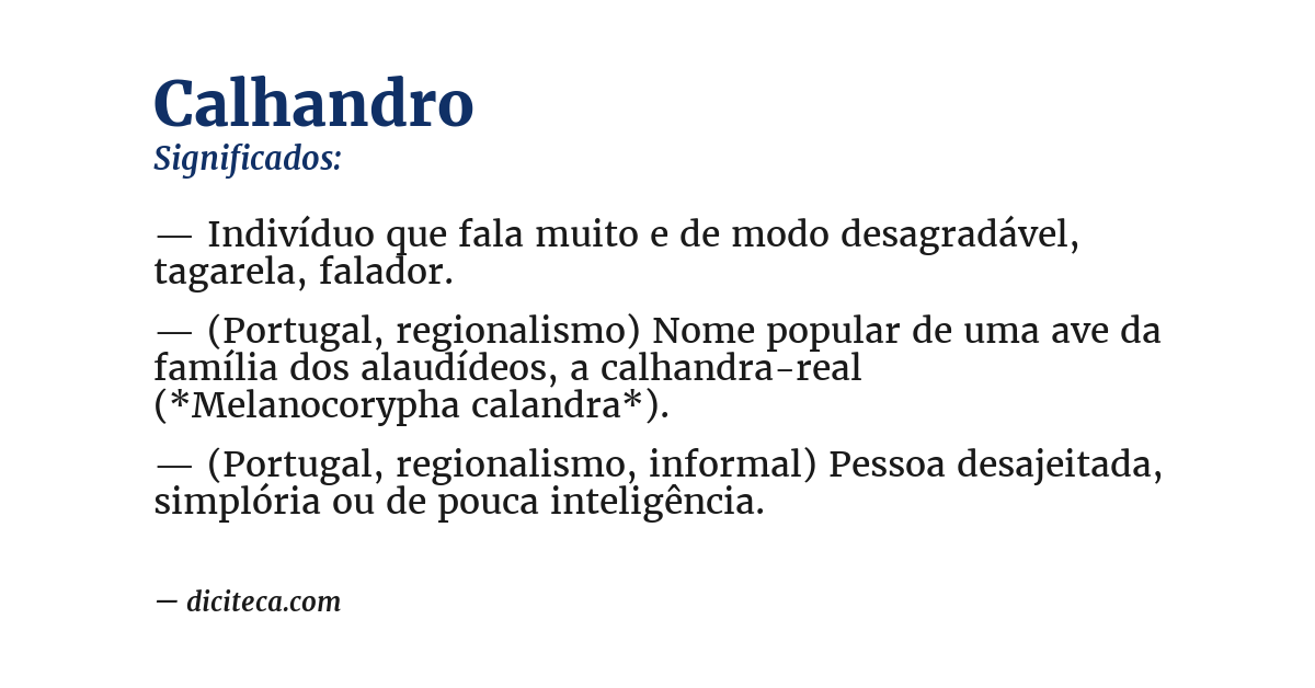 Significado de calhandro