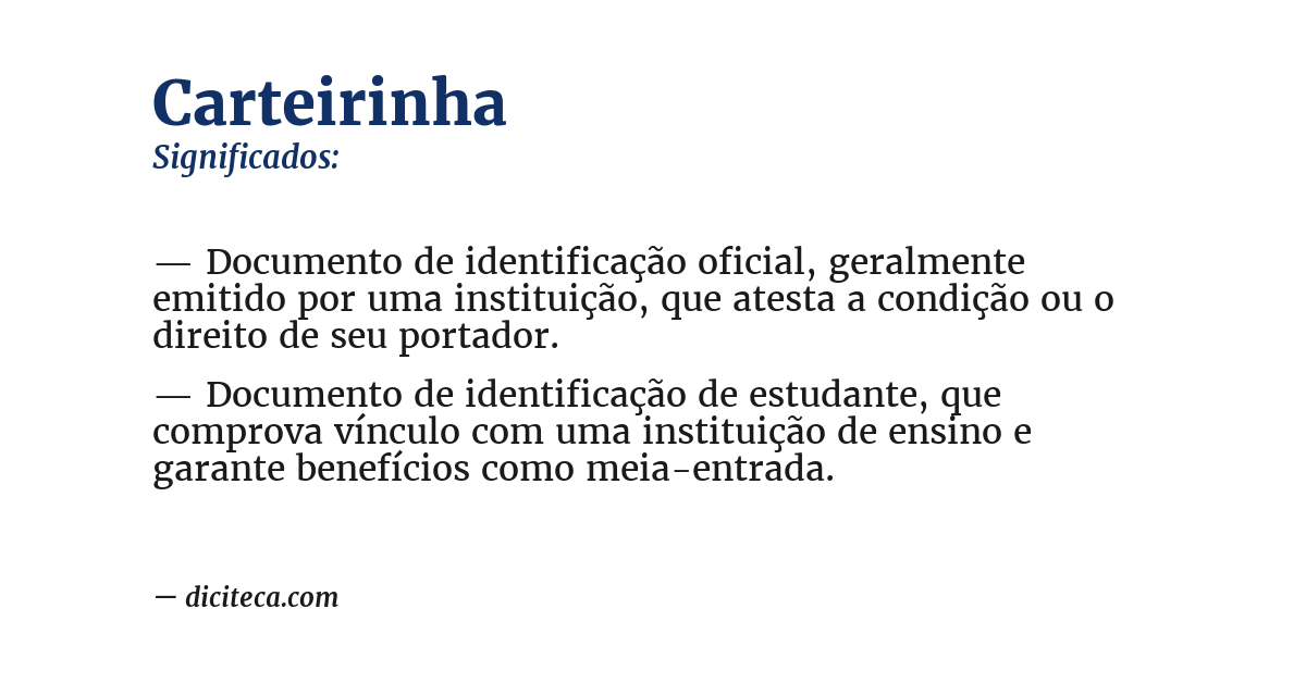 Significado de carteirinha
