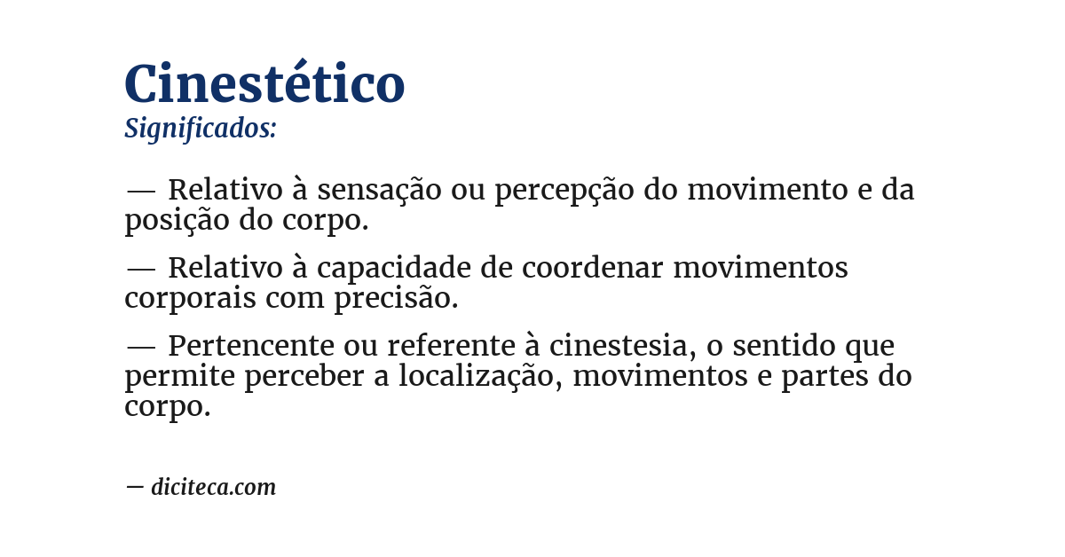 Significado de cinestético