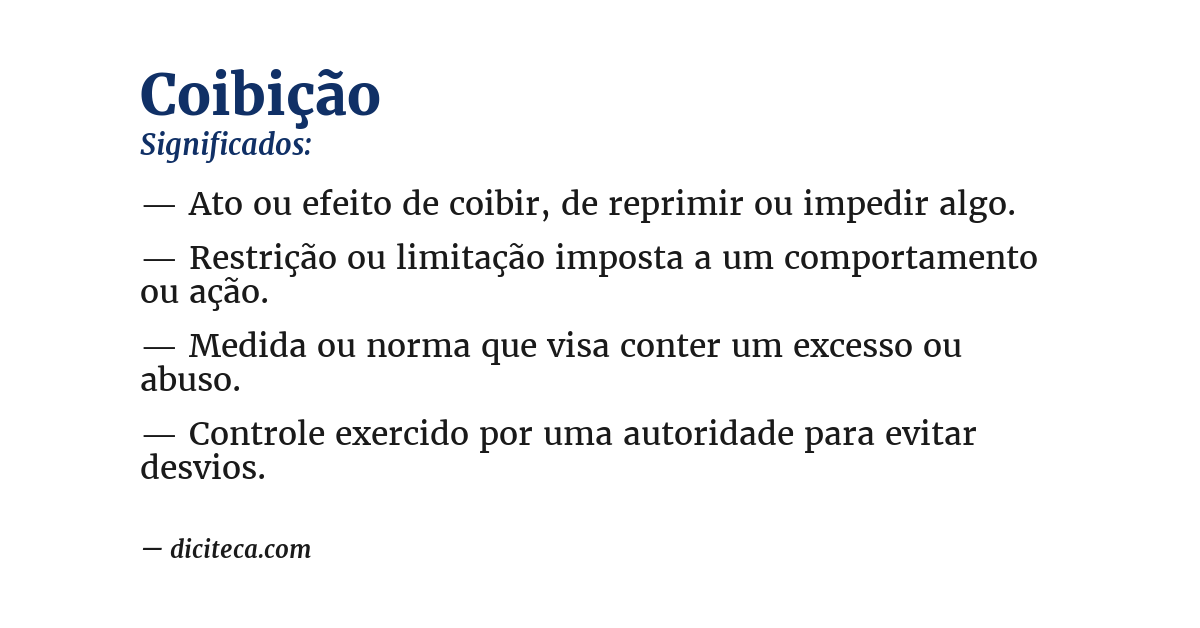 Significado de coibição