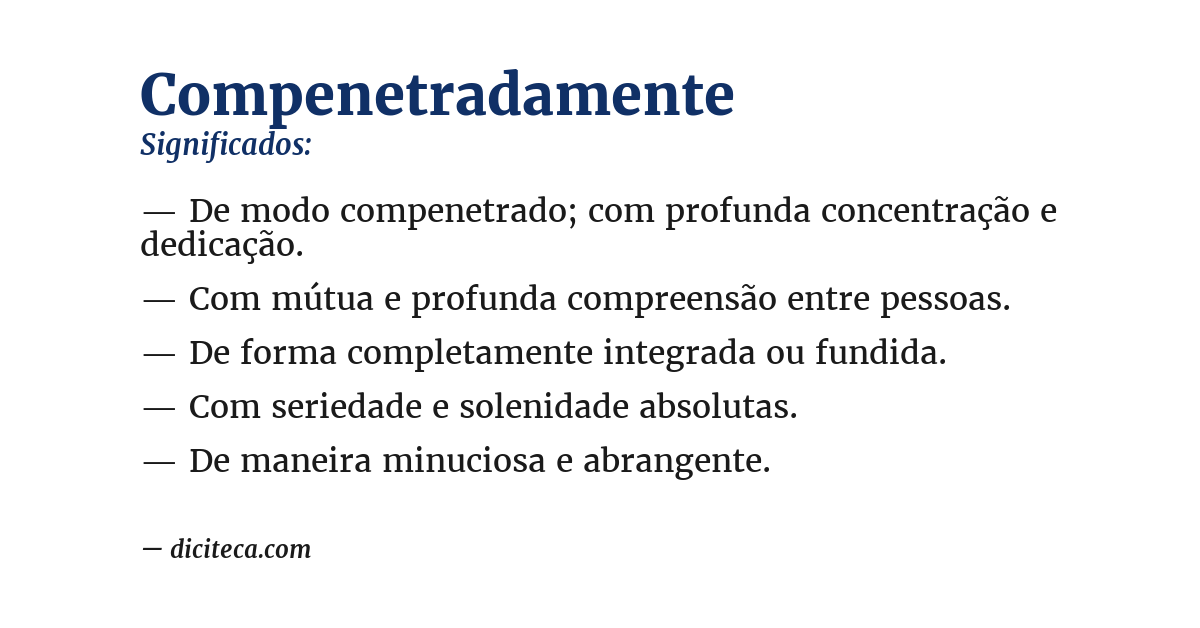 Significado de compenetradamente