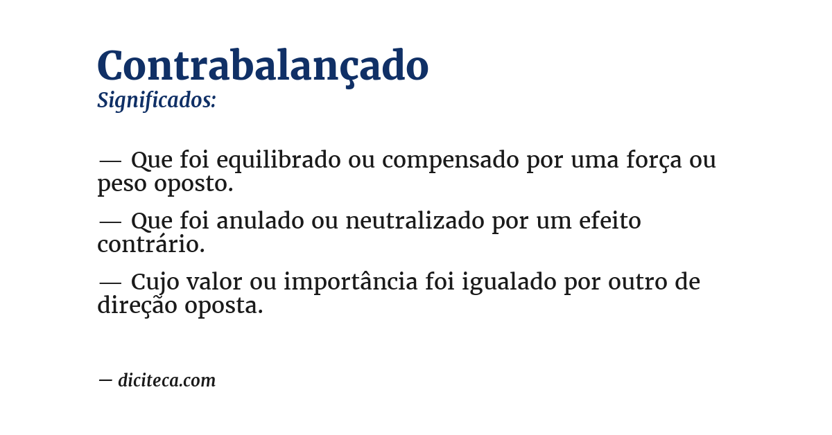 Significado de contrabalançado