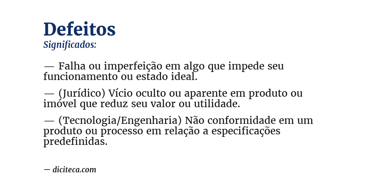 Significado de defeitos