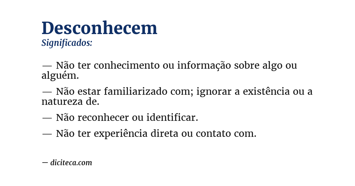 Significado de desconhecem