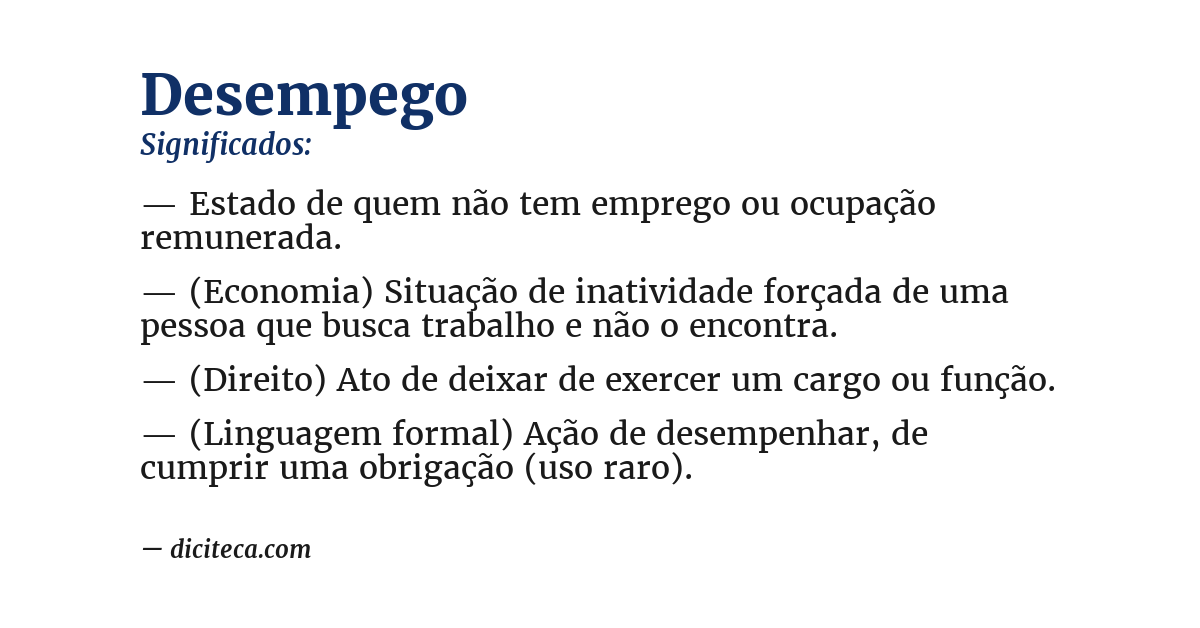 Significado de desempego
