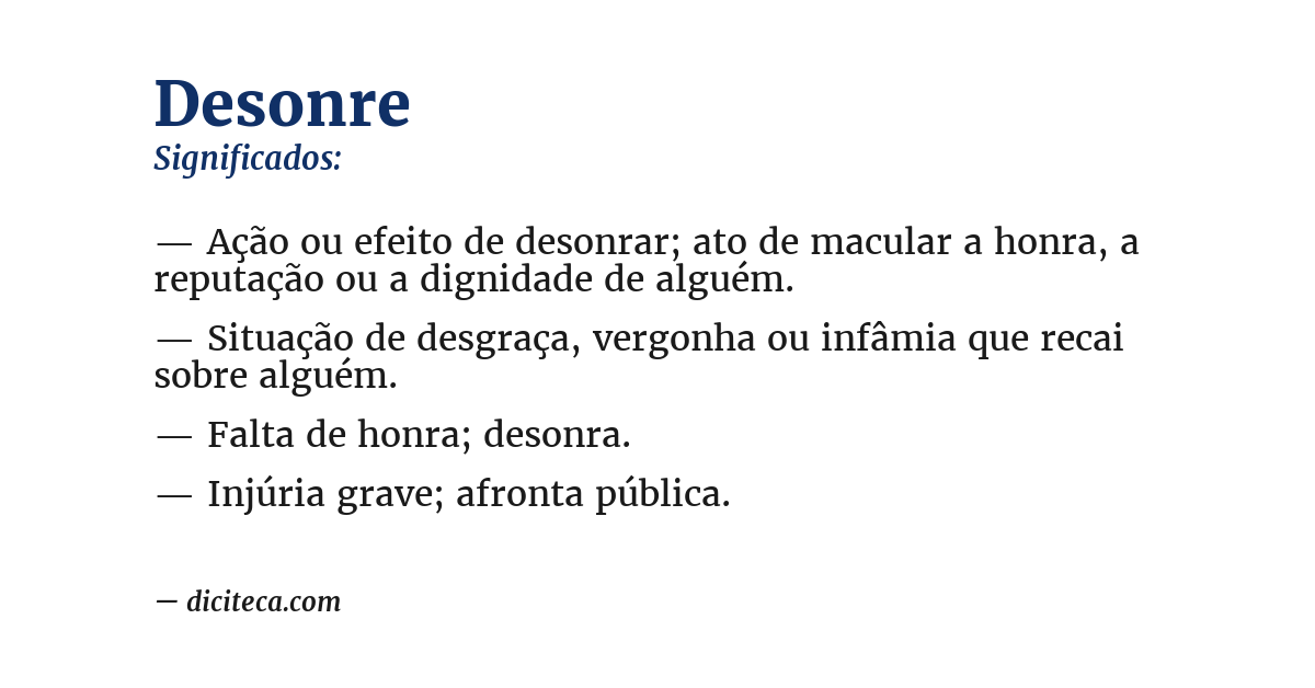 Significado de desonre