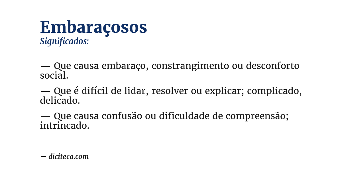 Significado de embaraçosos