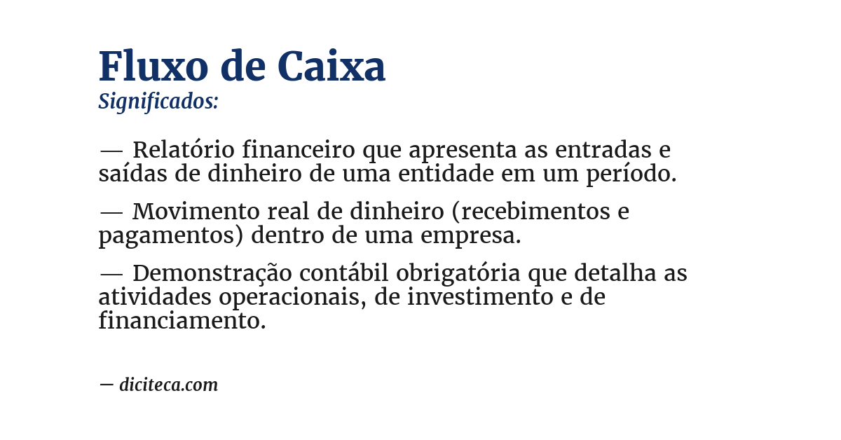 Significado de fluxo de caixa