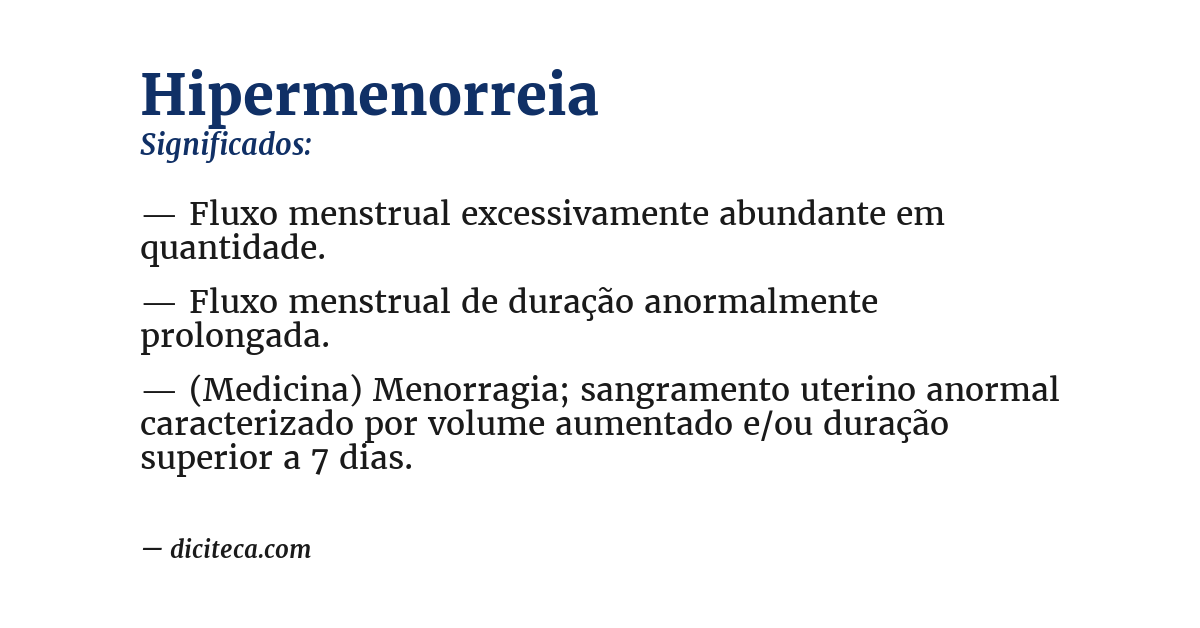 Significado de hipermenorreia
