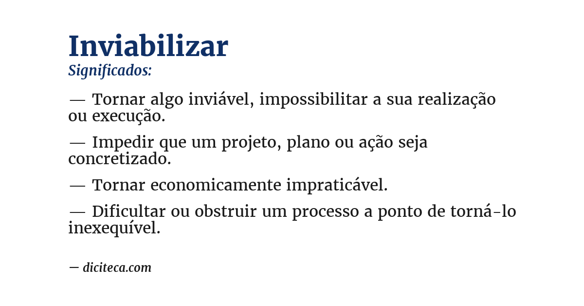 Significado de inviabilizar