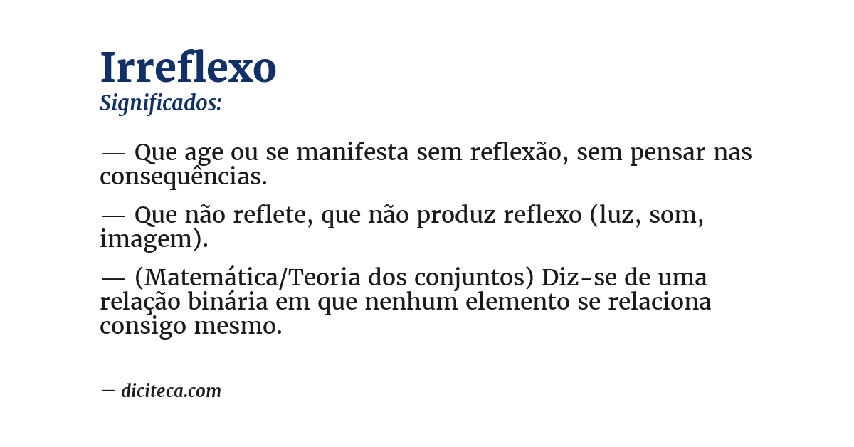 Significado de irreflexo