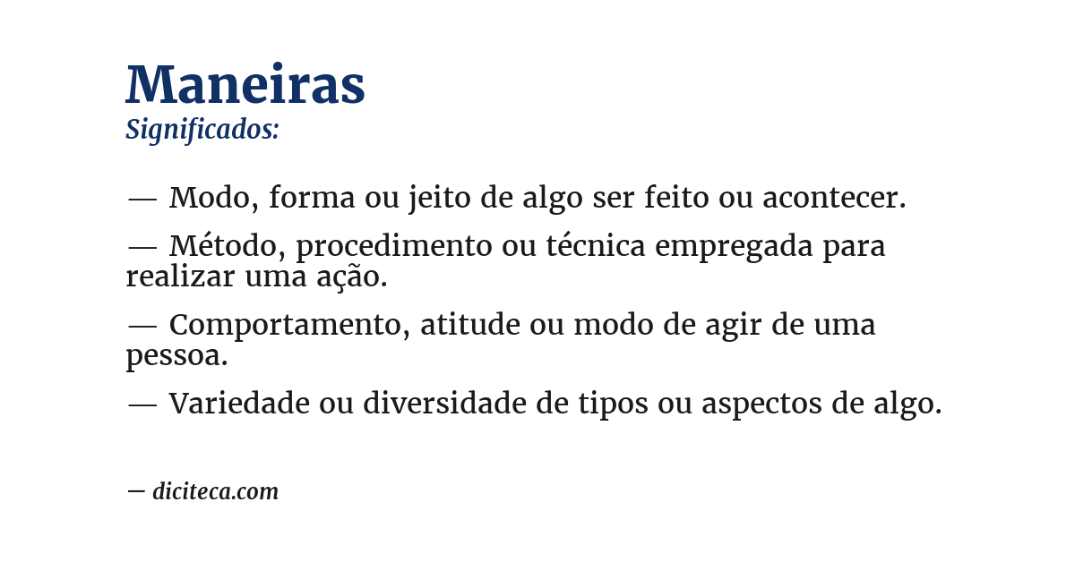 Significado de maneiras