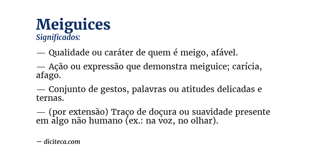 Significado de meiguices