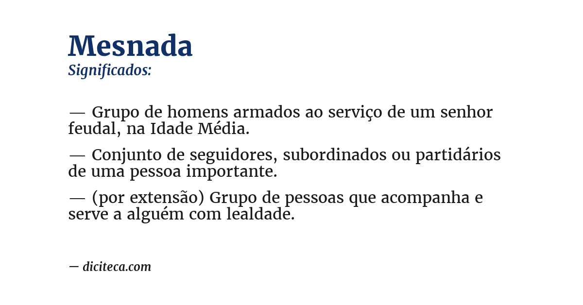 Significado de mesnada