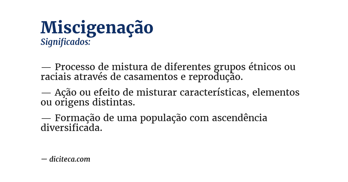 Significado de miscigenação