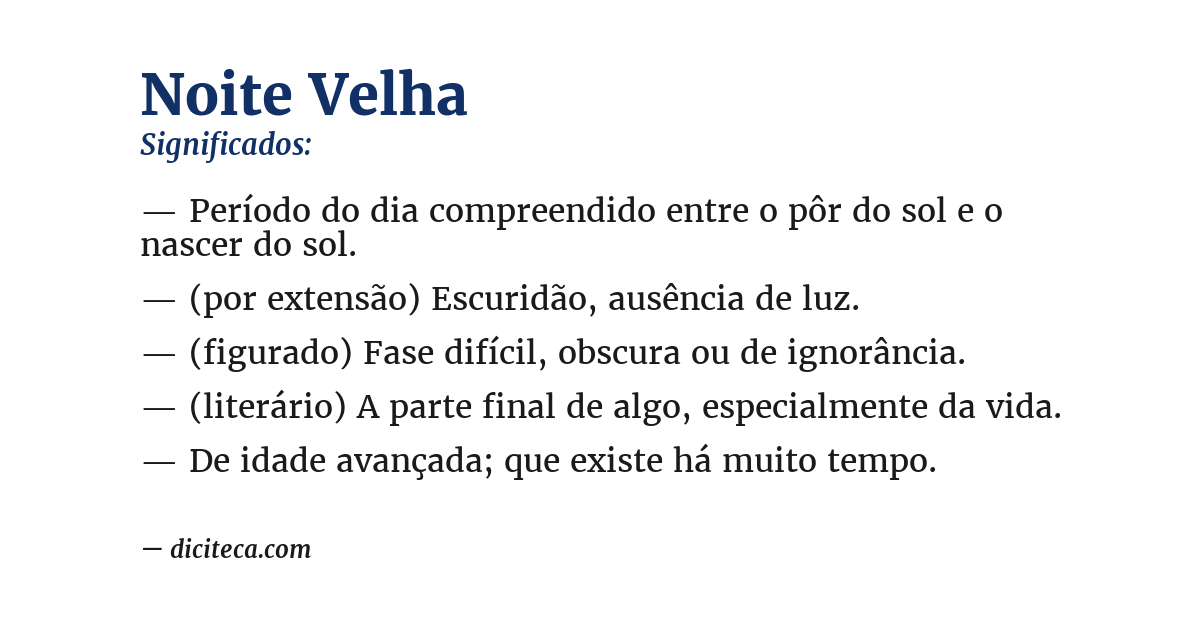 Significado de noite velha