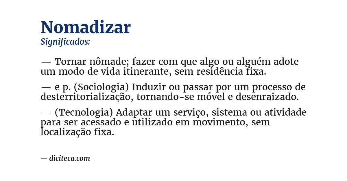 Significado de nomadizar