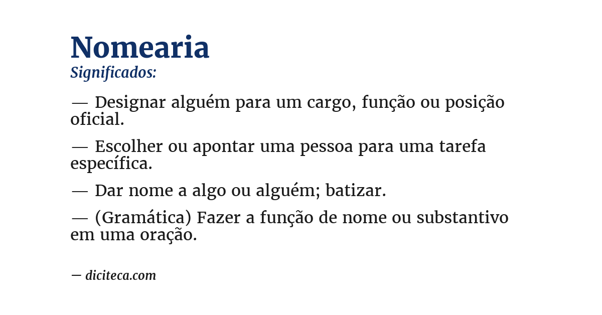 Significado de nomearia