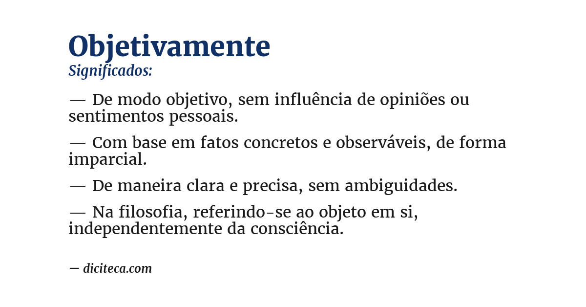 Significado de objetivamente