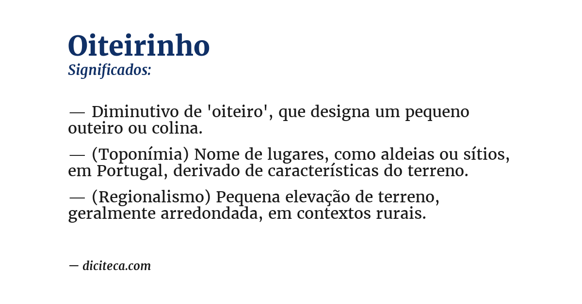 Significado de oiteirinho