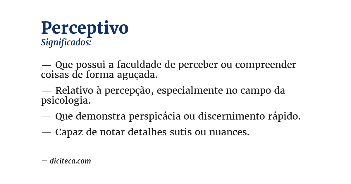 Significado de perceptivo