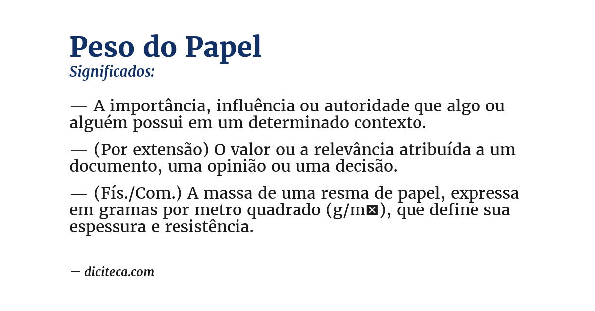 Significado de peso do papel