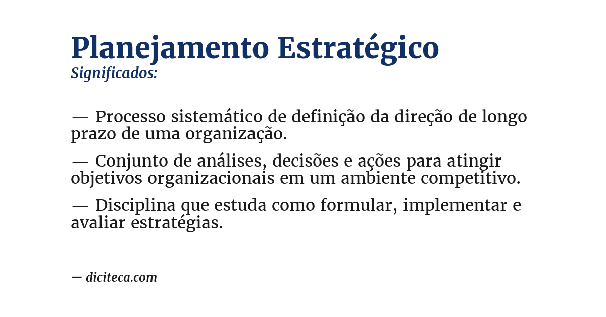 Significado de planejamento estratégico