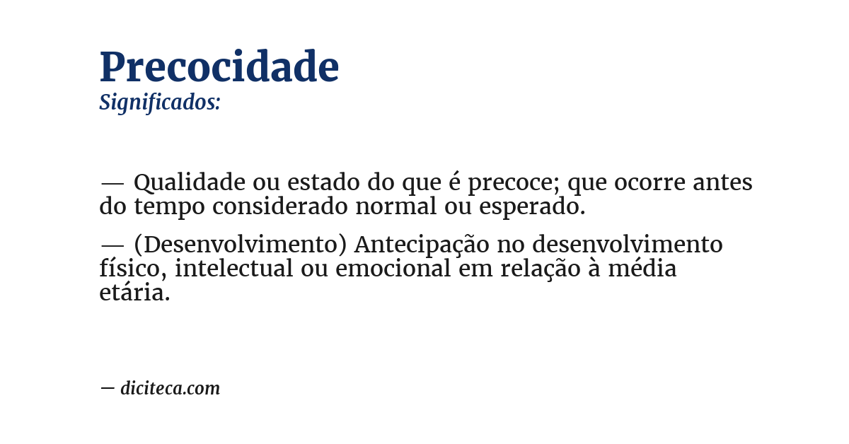 Significado de precocidade