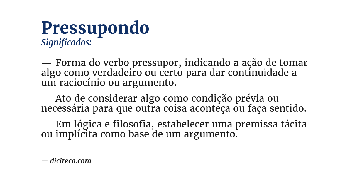 Significado de pressupondo