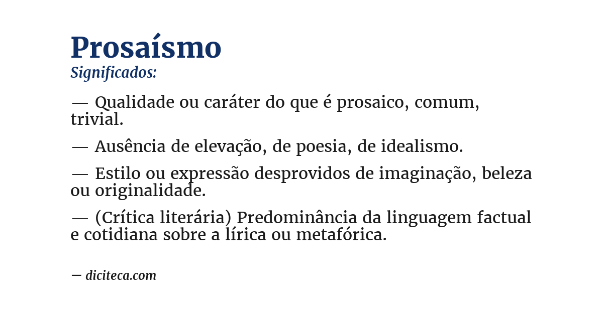 Significado de prosaísmo