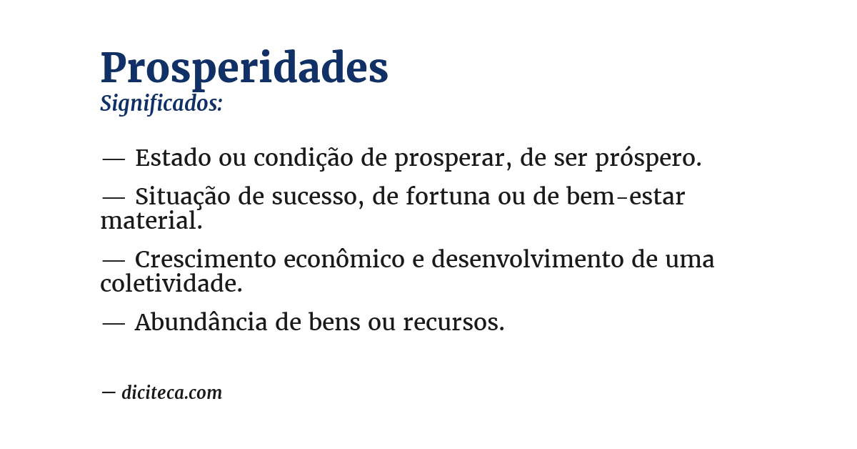 Significado de prosperidades