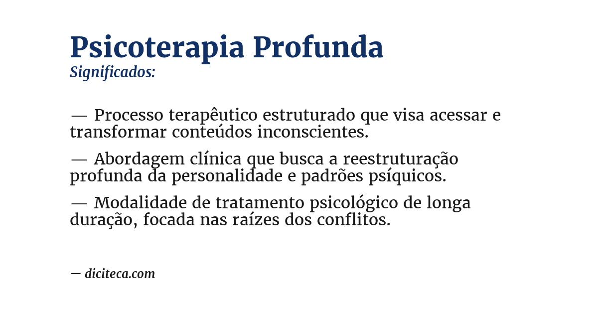 Significado de psicoterapia profunda