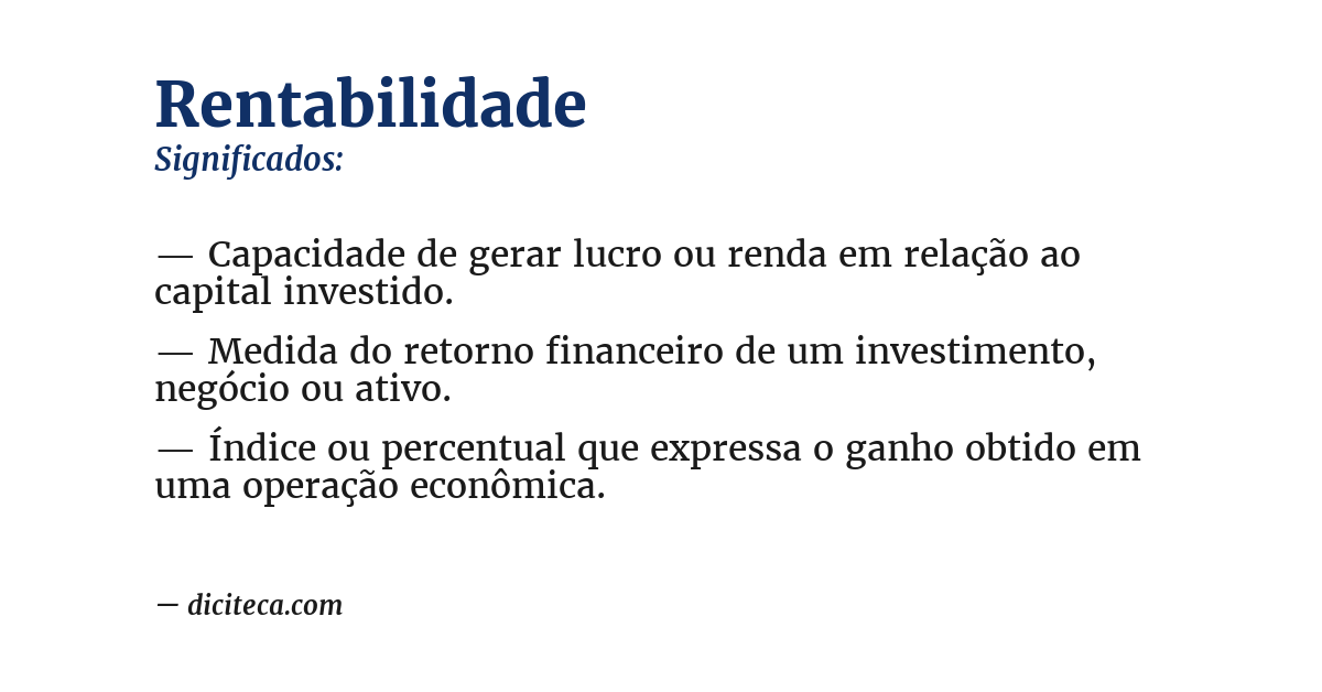 Significado de rentabilidade