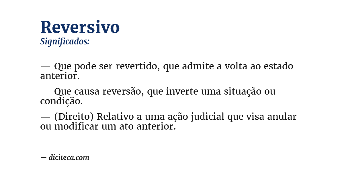 Significado de reversivo