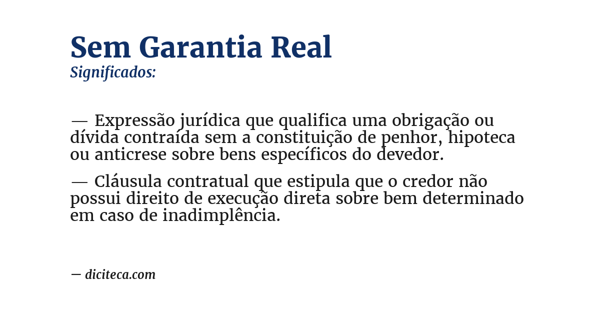 Significado de sem garantia real