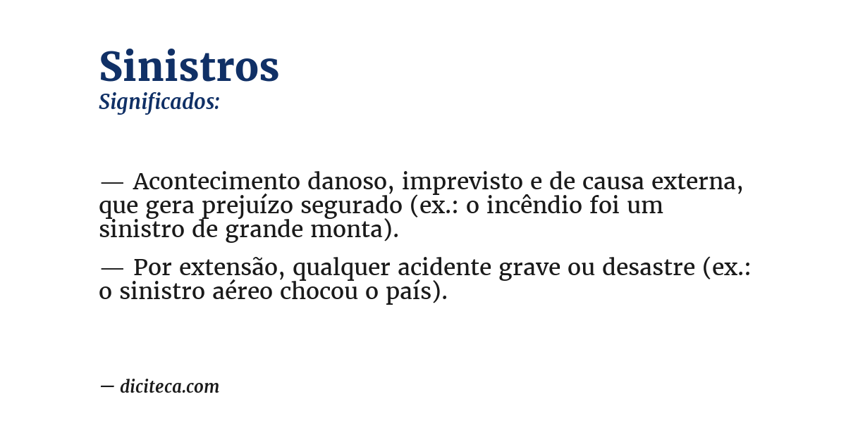 Significado de sinistros