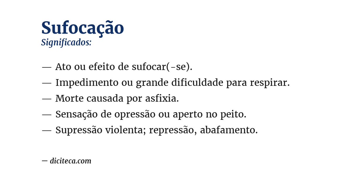 Significado de sufocação