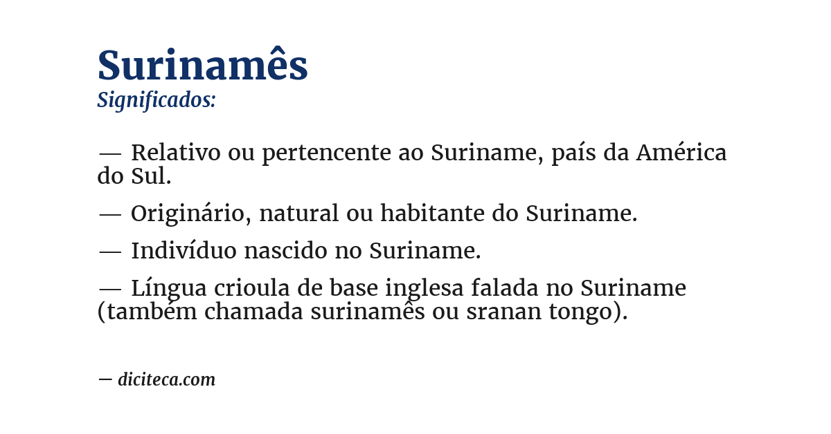Significado de surinamês
