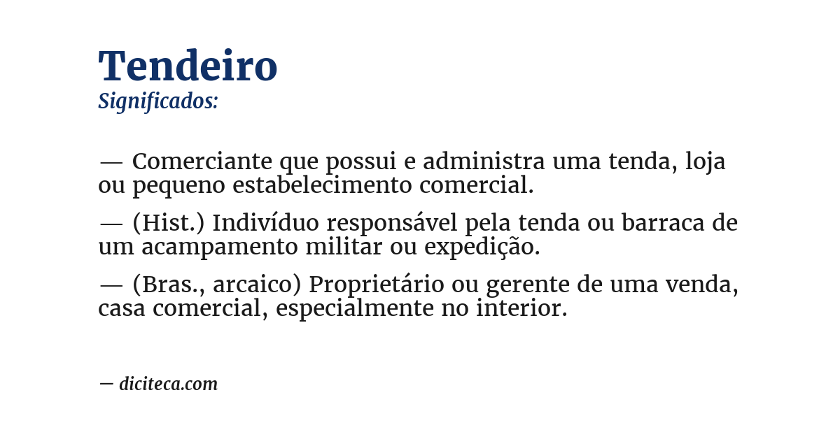 Significado de tendeiro