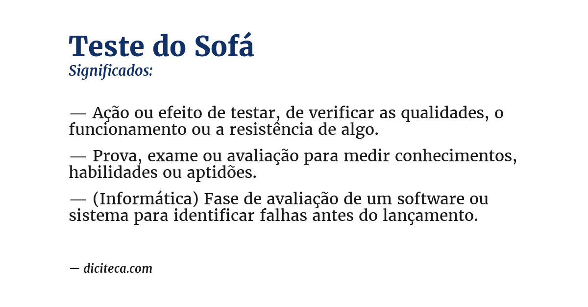 Significado de teste do sofá