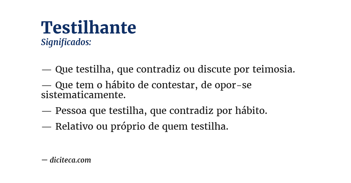 Significado de testilhante