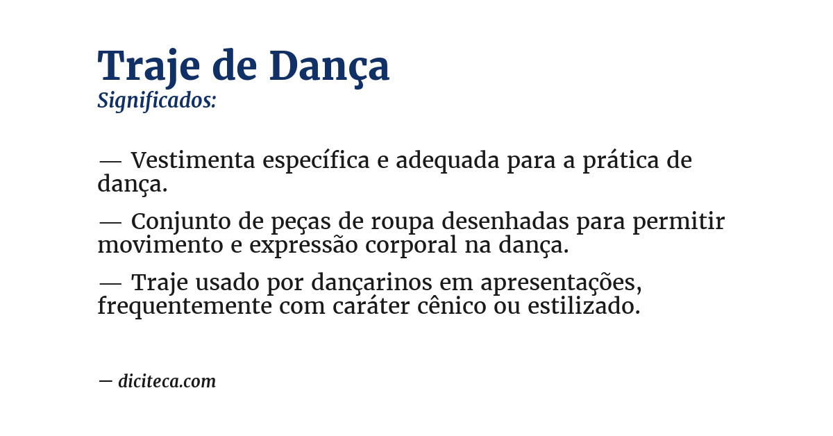 Significado de traje de dança