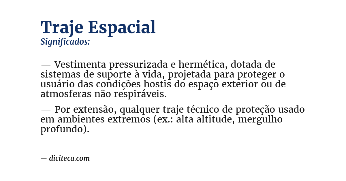 Significado de traje espacial